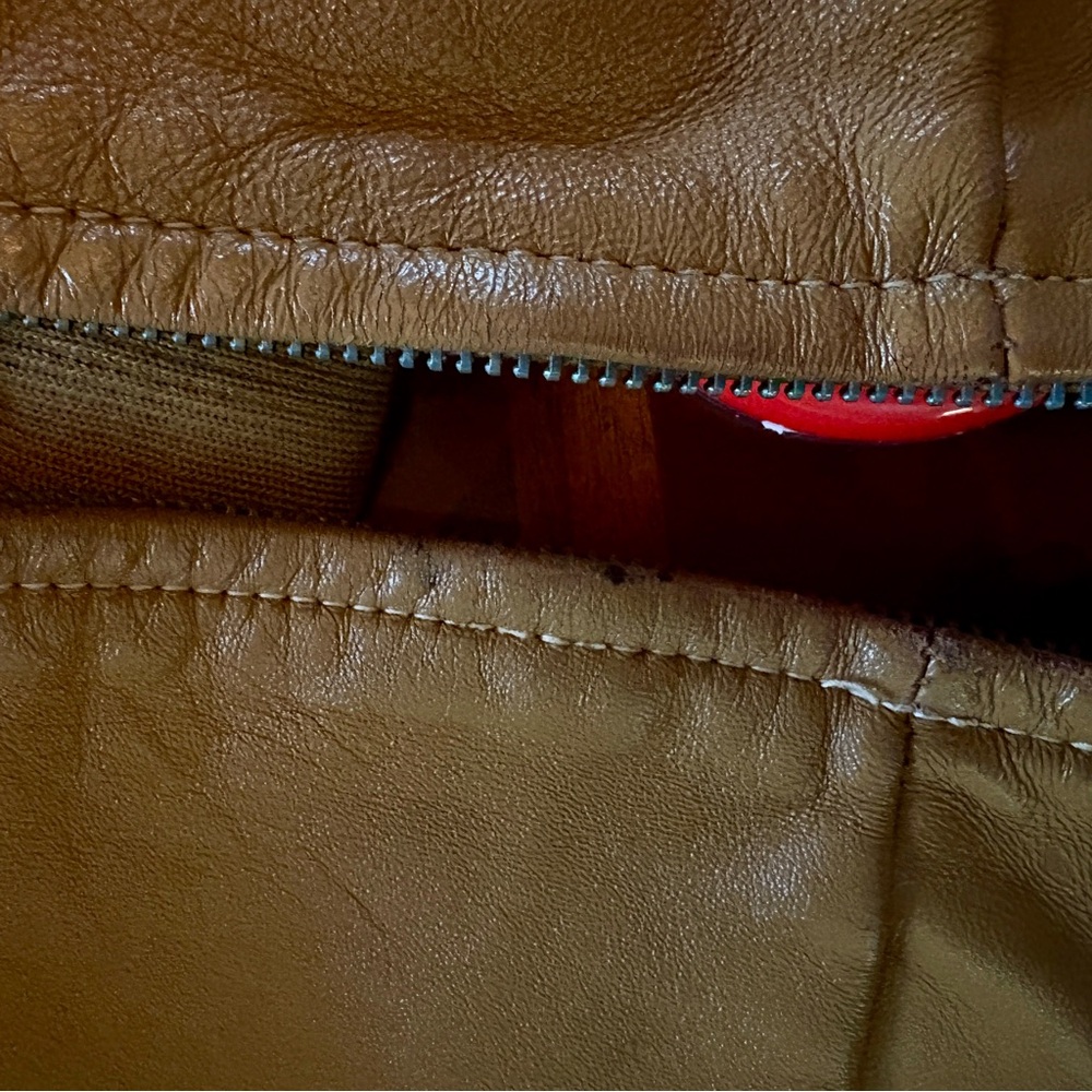 Men’s pre-owned Vintage Tan Rocawear Lamb’s Leather Bomber Coat - Picture 15 of 16